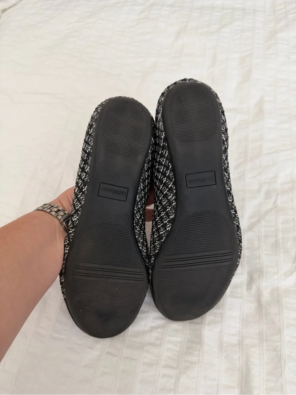 croft & barrow Black Knit Ballet Flats with Tweed Accent